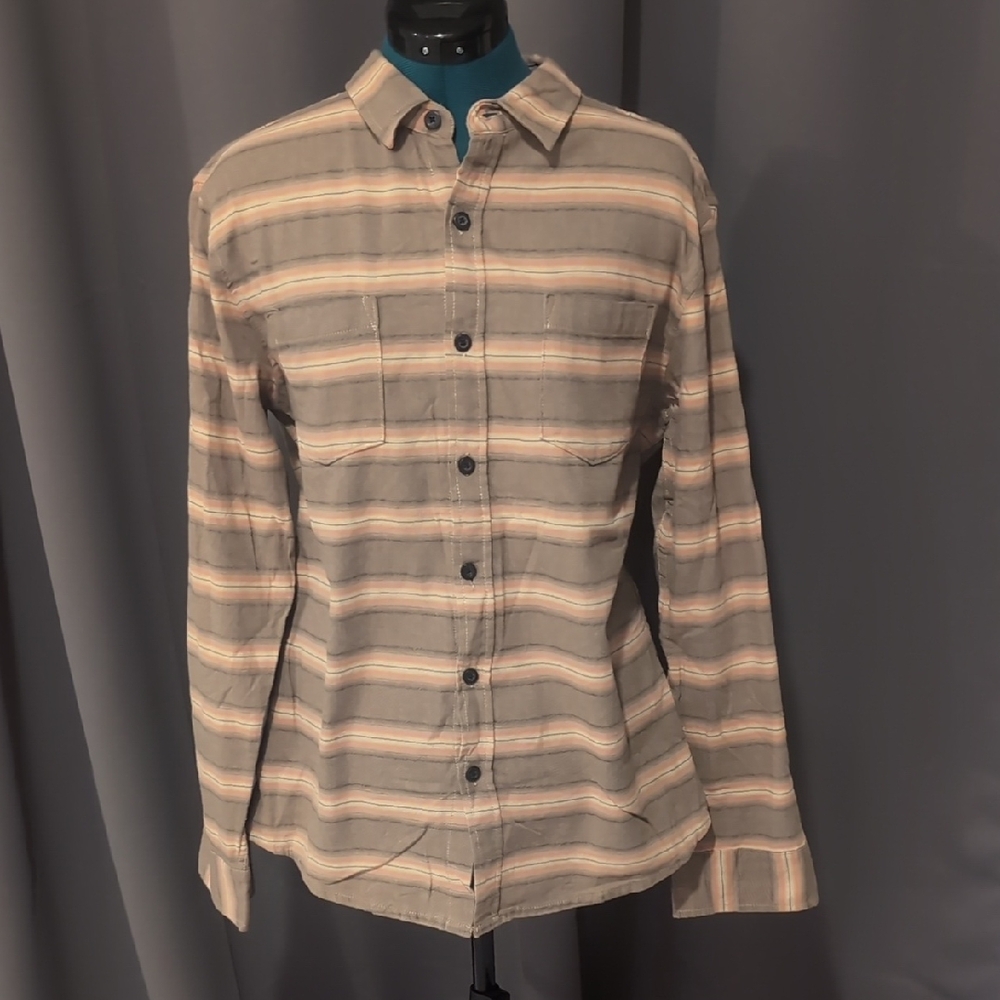 Quiksilver Beige and Orange Striped Men's Shirt